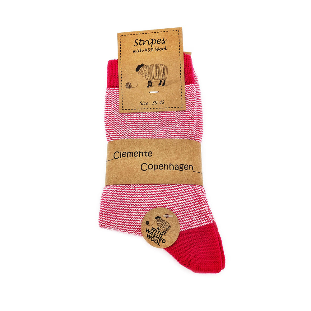 Chaussettes Rayées en 45% Laine lot de 2 paires (rose)