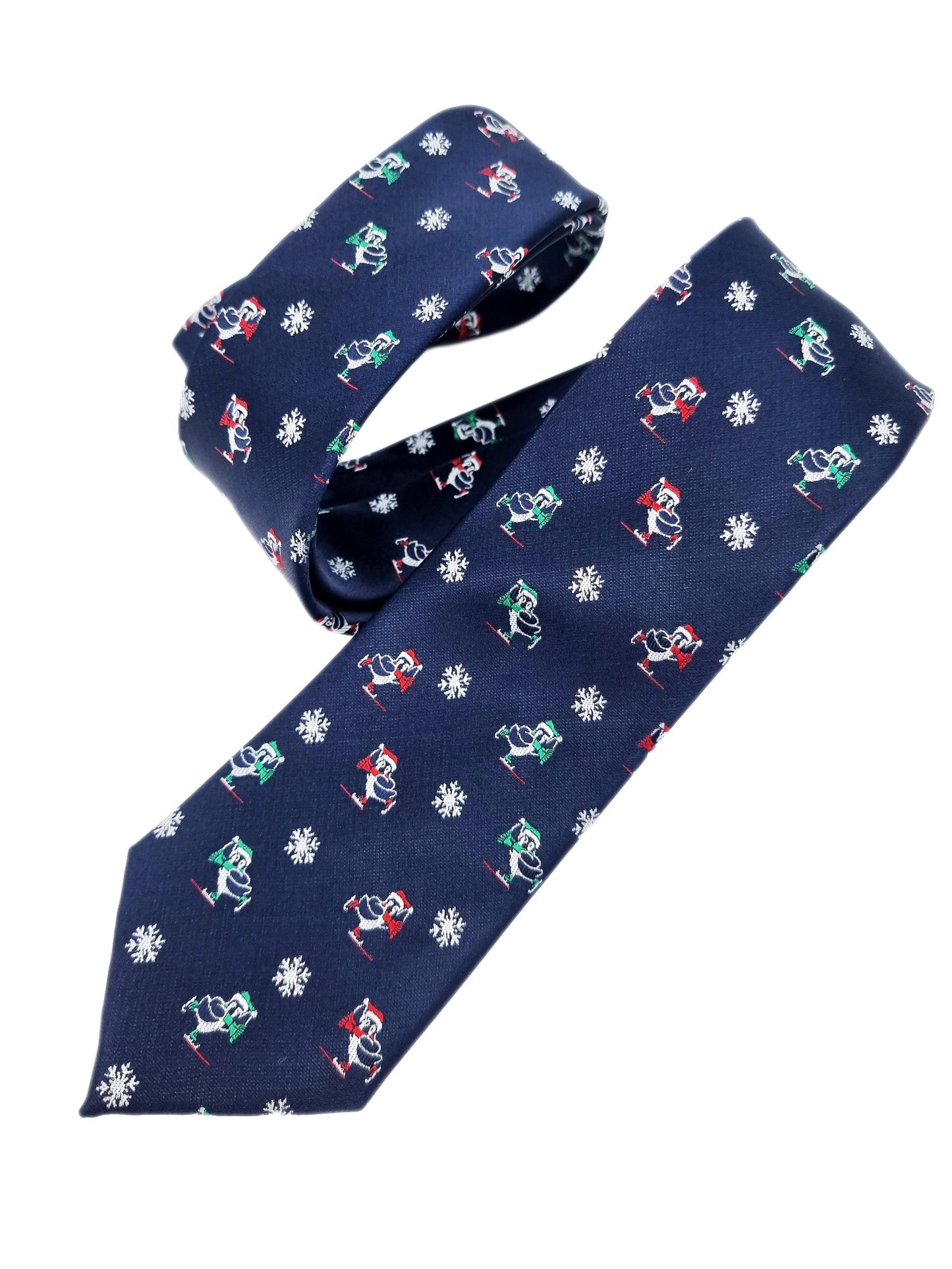 Christmas tie "Penguins on the ice rink"