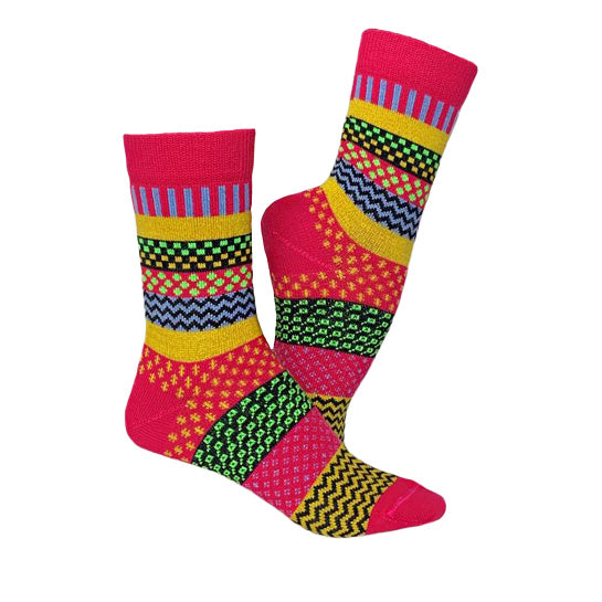 Orange/blue & Pink socks 45% of wool, set of 2 pairs