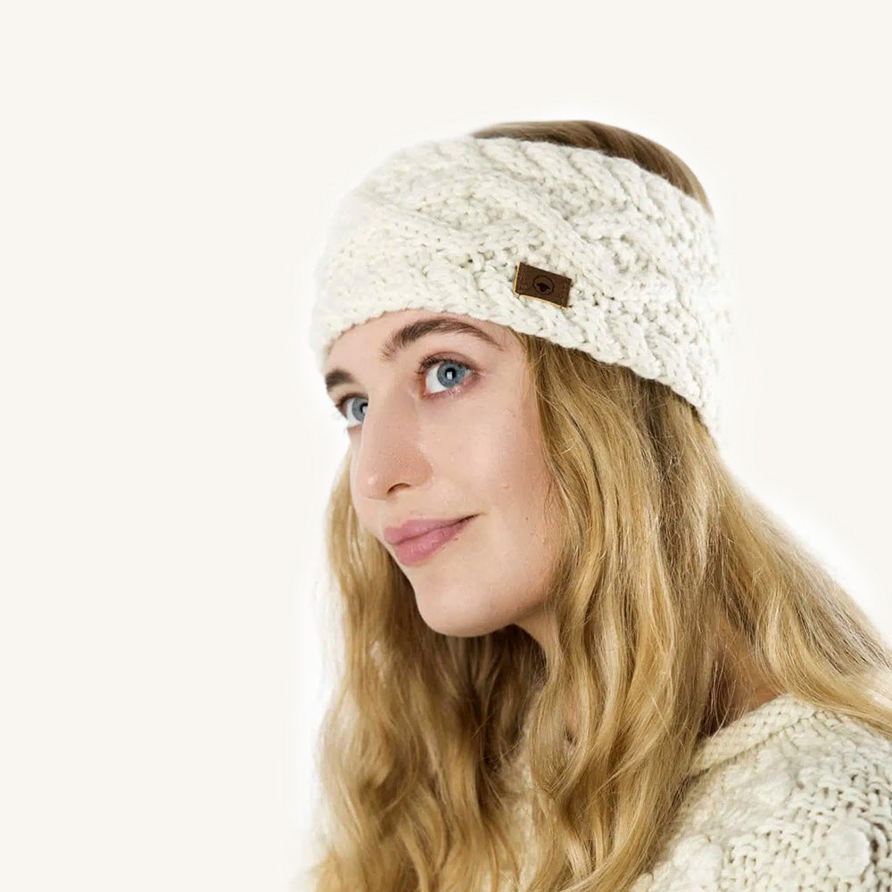 Bandeau "Princesse" en Laine Mérinos blanc