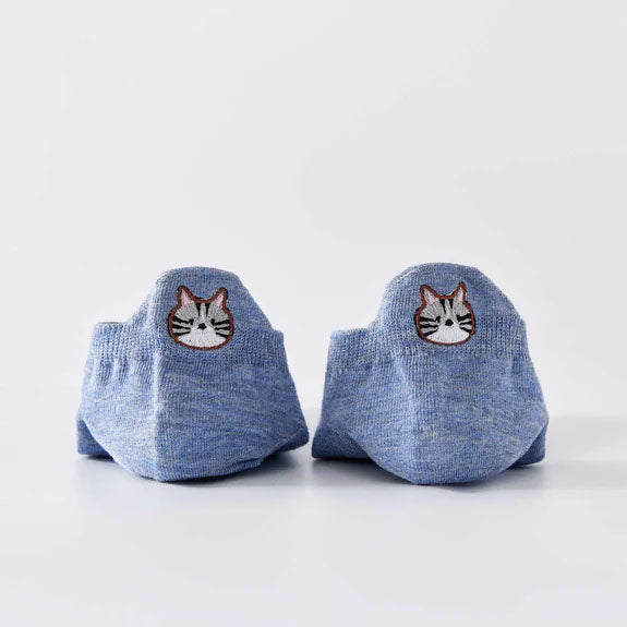 Chaussettes languettes Chat, bleu