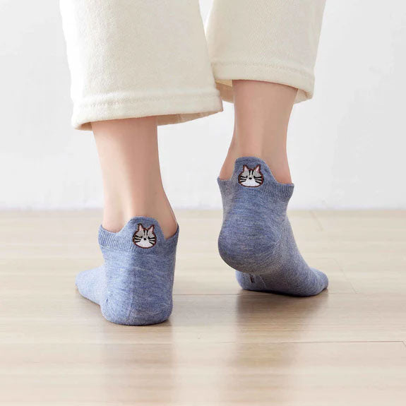 Chaussettes languettes Chat, bleu